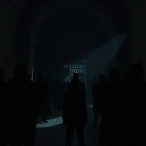 Poster for the TV show Shadow Council, depicting a group of figures cloaked in shadows, meeting in a grand, gothic chamber.