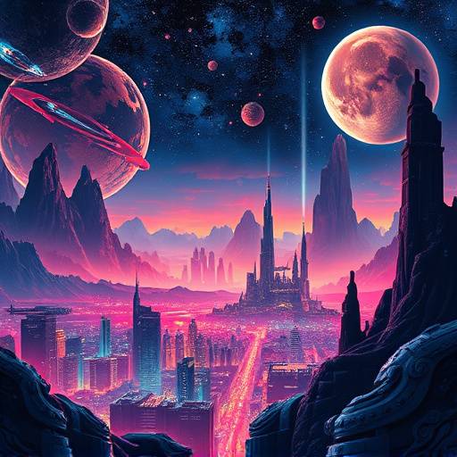 Poster representing the Sci-Fi genre, showcasing futuristic technology and interstellar landscapes.